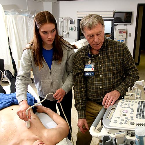 Mayo doctor with nursing student in Sim Lab