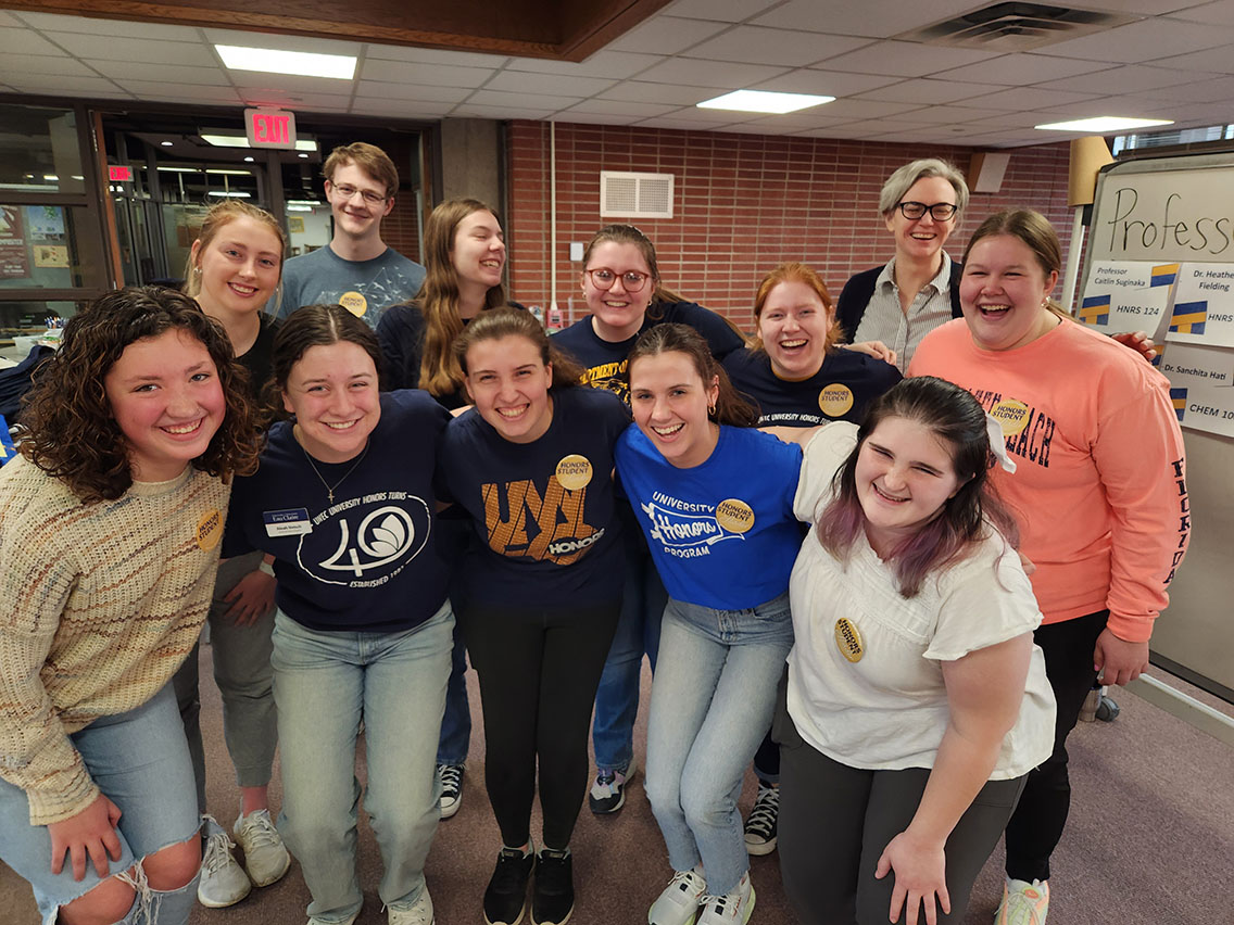 a group of students pose for a picture