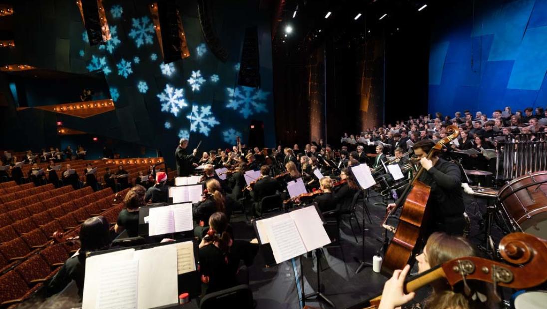 orchestra on stage at Pablo