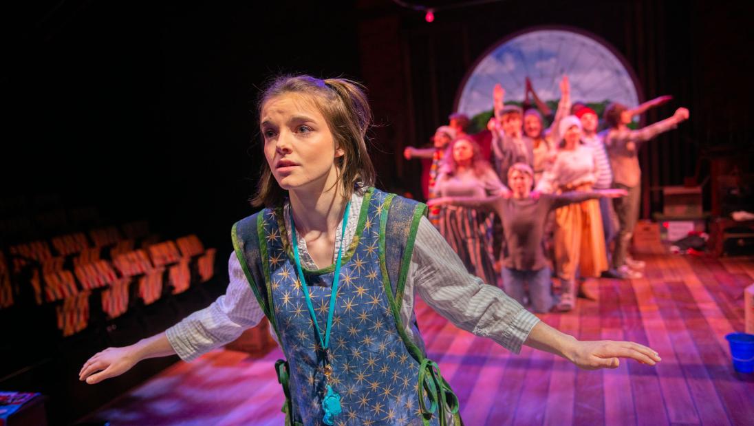 students on stage in Starcatcher performance