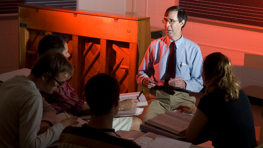Dr. Gary Don teaching students in a Haas Fine Arts theory classroom