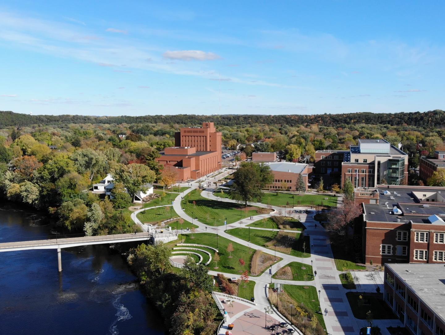 Drone view of Garfield Ave from library to Hibbard 