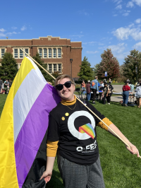 This is Emily at our yearly celebration on National Coming Out Day.