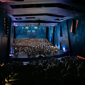 Students performing in the RCU Theatre at Pablo Center 