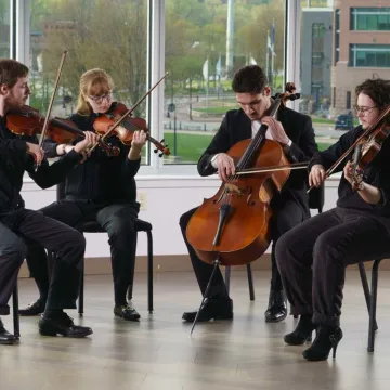 Students playing in the Clearwater Recital Hall in Pablo Center