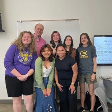 Biology faculty and students