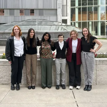 UWEC student researchers outside at Mayo Clinic