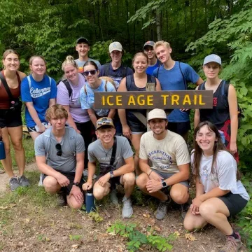 Group of freshman hiking