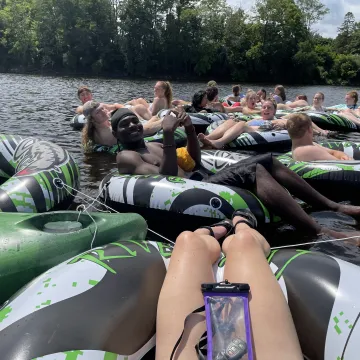 Students go river tubing