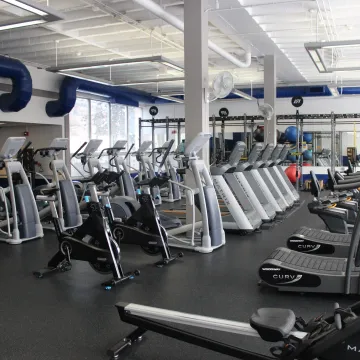 View of treadmills, ellipticals, and bikes