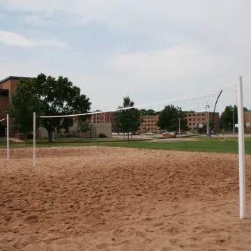 Sand volleyball courts on towers field