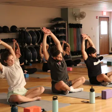 Group exercise yoga class.