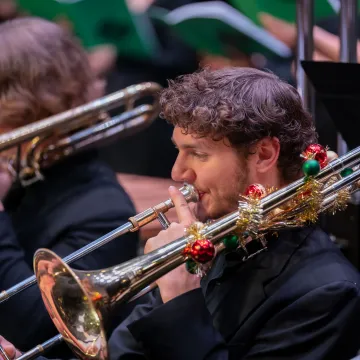 trombone player in Holiday Concert at Pablo 