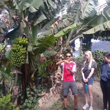 students listening to guide in rain forest tour Costa Rica 