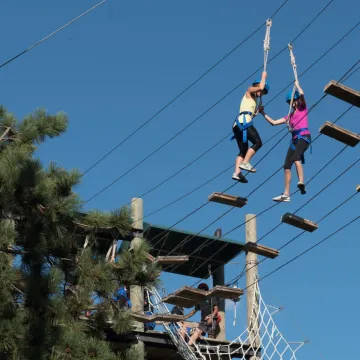 Students participate in ropes course