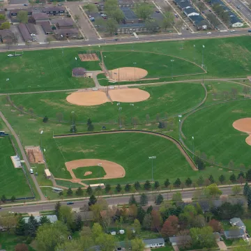 Aerial view of Bollinger Fields