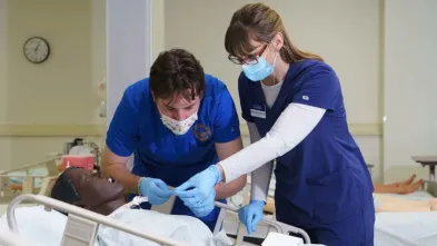 nursing student in SIM lab 