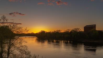 spring sunset over the river