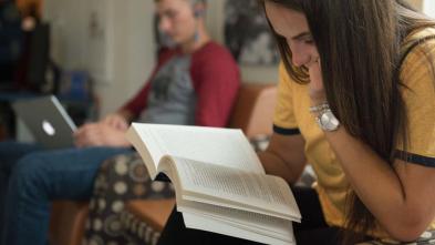 Students studying in Davies Center