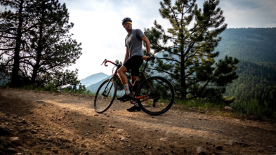man on a bike on a mountain trail