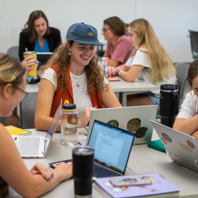 SEIp classroom, table of female students 