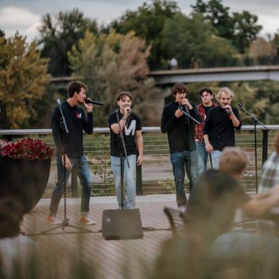 Innocent Men at Library After Dark event outside 