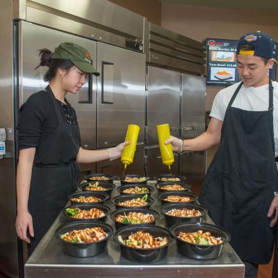 making teriyaki bowls 