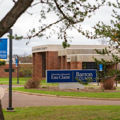 UWEC-BC campus signage in spring 