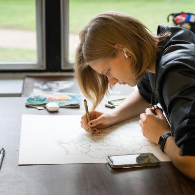 student studying at UWEC-BC campus 