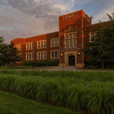 Schofield Hall at sunset summer 