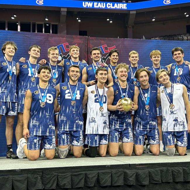 men's club volleyball with trophy 