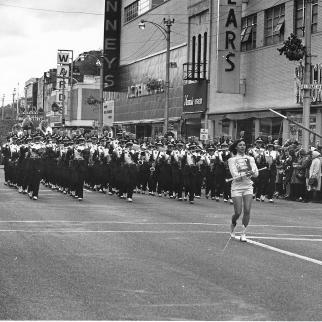 marching band downtown Eau Claire 1965