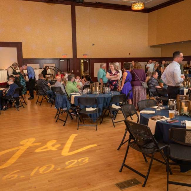 Couples Initials on the Dance Floor | UWEC Wedding