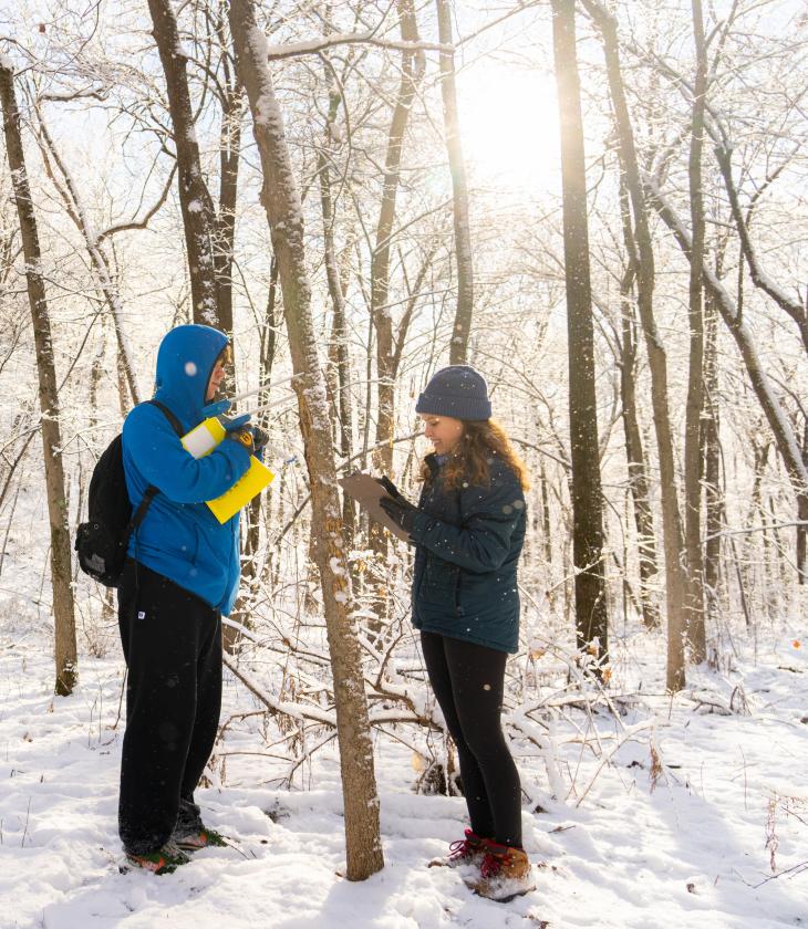 Biology class outdoor on a snowy day 