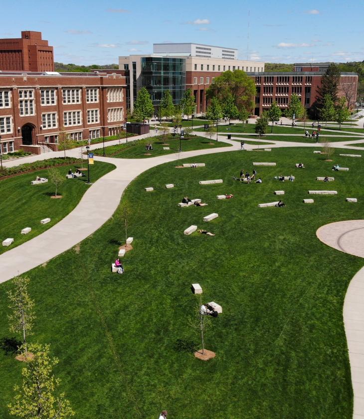 A view of campus mall shot from library roof 