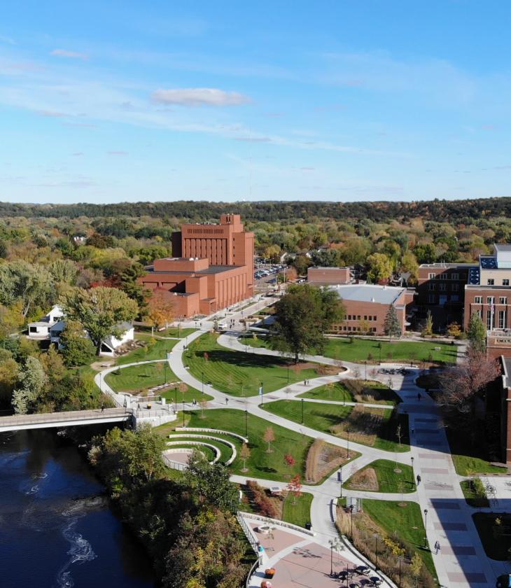 Drone view of Garfield Ave from library to Hibbard 