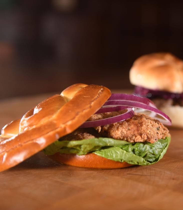 fried chicken sandwich closeup 