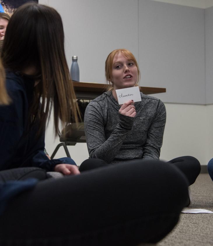 Students discuss in a leadership class