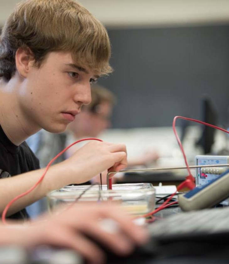 Student in a physics class