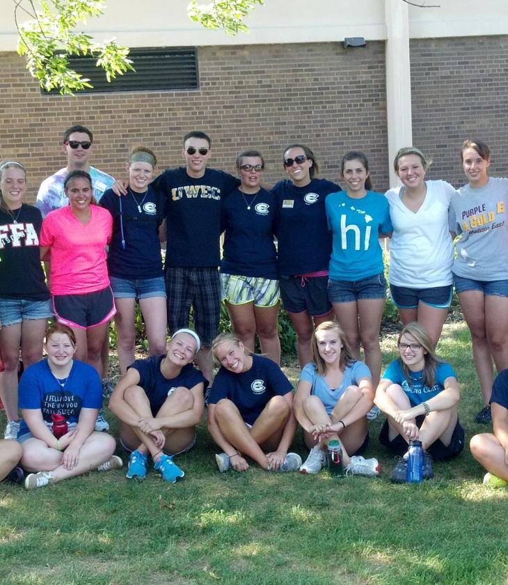 Participants from the Leadership Living Learning Community pose together for a photo.