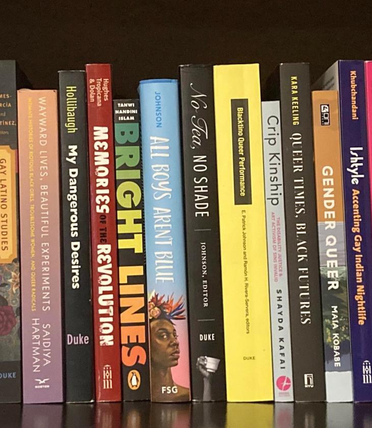 A row of books revolving around gender studies