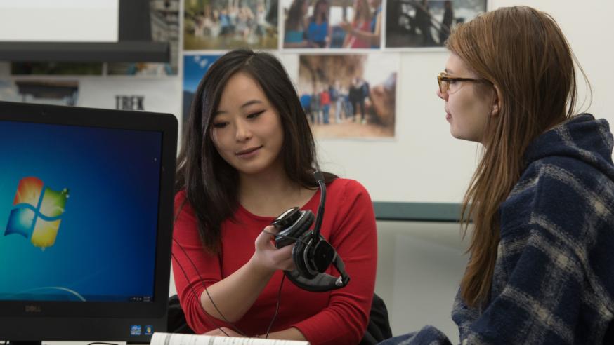 students in language lab