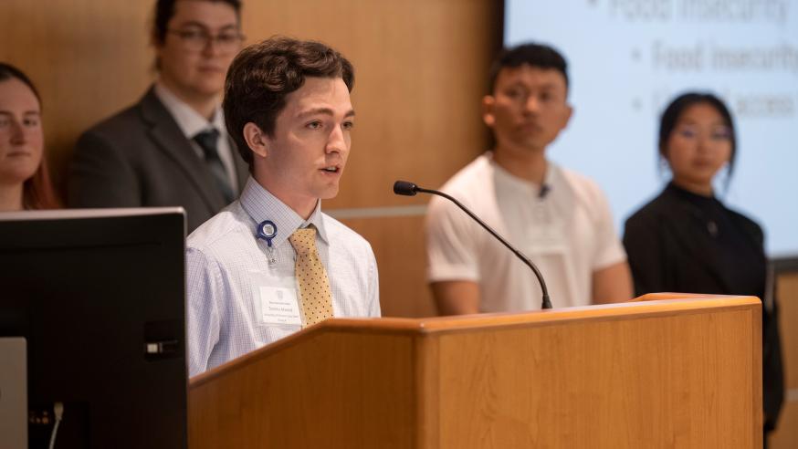 student at podium at Mayo Clinic