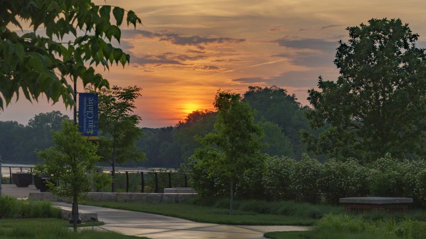 Campus at sunset in summer