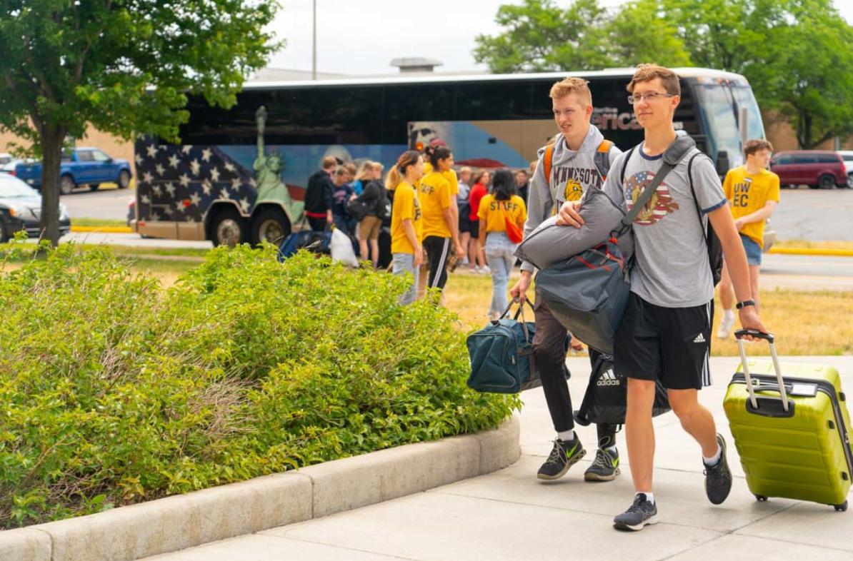 youth sport camp arrival at UWEC 