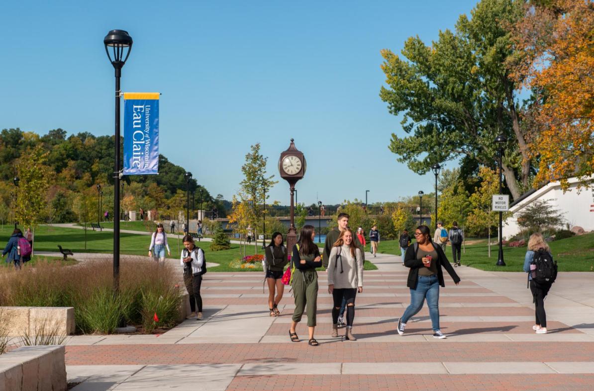 Campus scene with clock tower