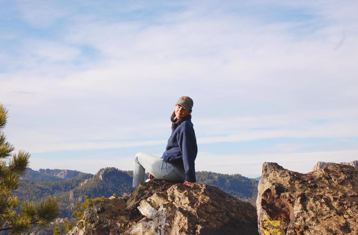 Female student on South Dakota vista