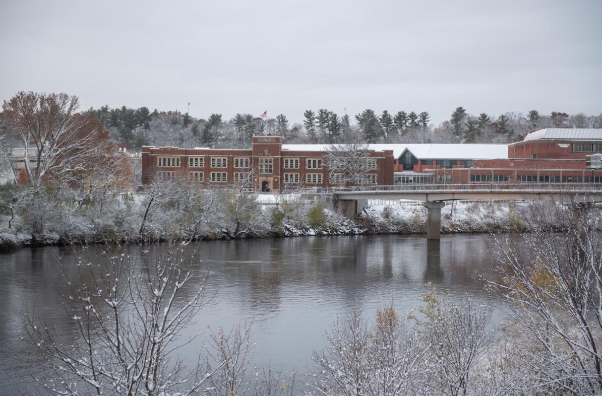 Lower campus on snowy day