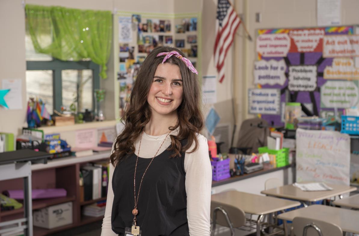 Abbi Holzmann has known since she was a young girl that she wanted to be a teacher. The ongoing pandemic has made her more determined than ever to make a difference in the lives of students.  (Photo by Shane Opatz)