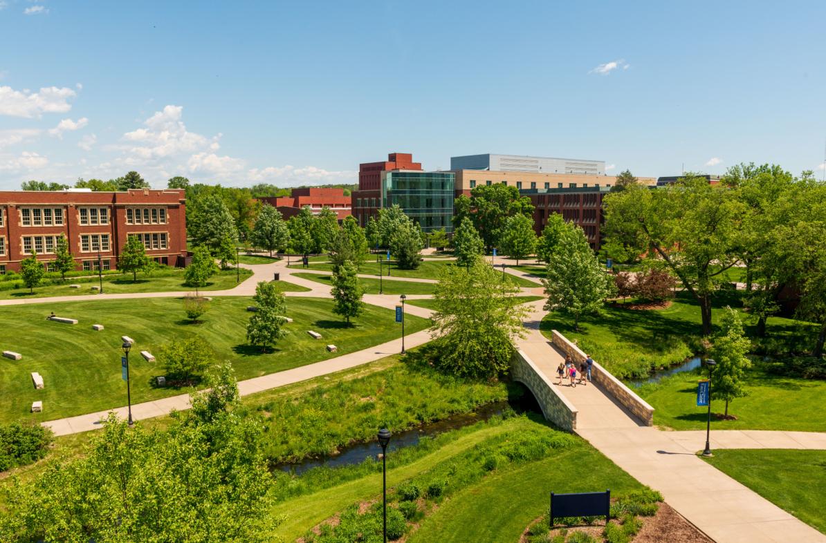 Campus mall in spring